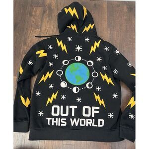 Unreal Medium Earth Stars Lighting All Over Graphic Print Black‎ Hoodie Unisex